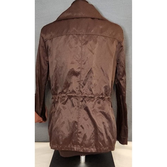 Ruby Rd Shiny Brown Lightweight Jacket Zipper Roll Tab Drawstring Waist Sz 12 - Picture 3 of 10